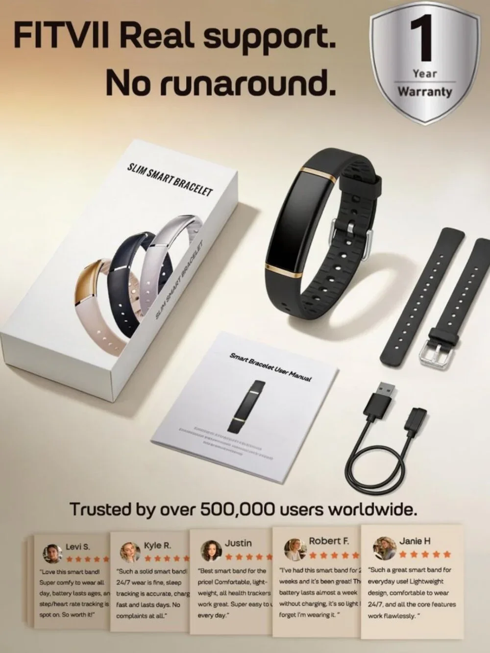 Screenless Fitness Tracker for Men & Women - Health Monitoring & Activity